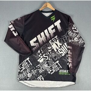 Shift Motocross Jersey Mens XL Black Assault Skull Crossbone Y2K Moto Racing